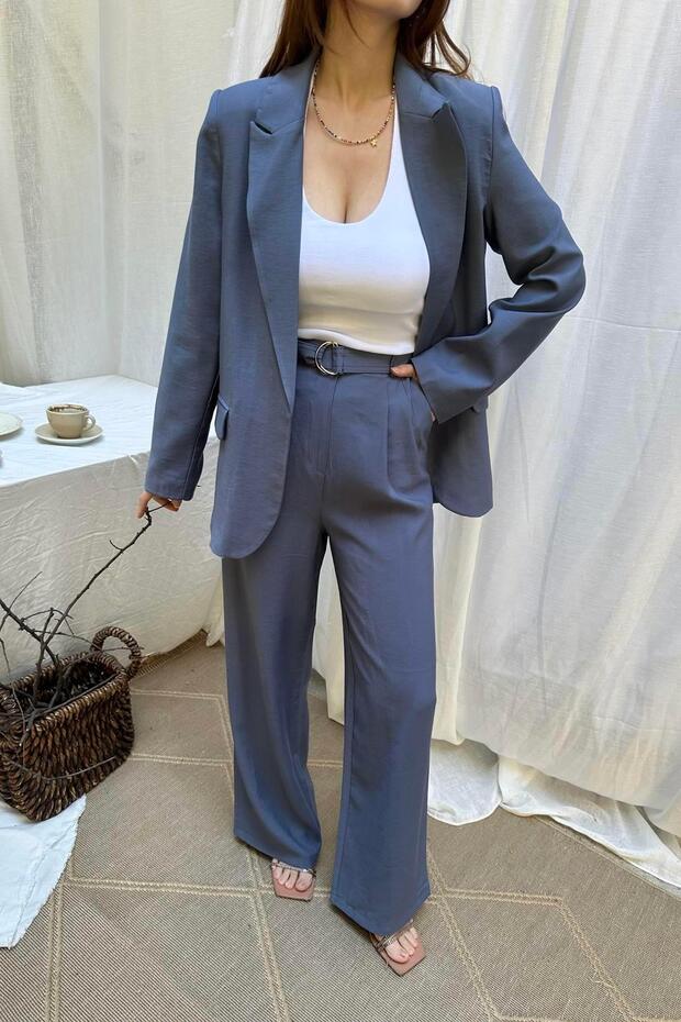 Belted Double Pleated Baggy Pants