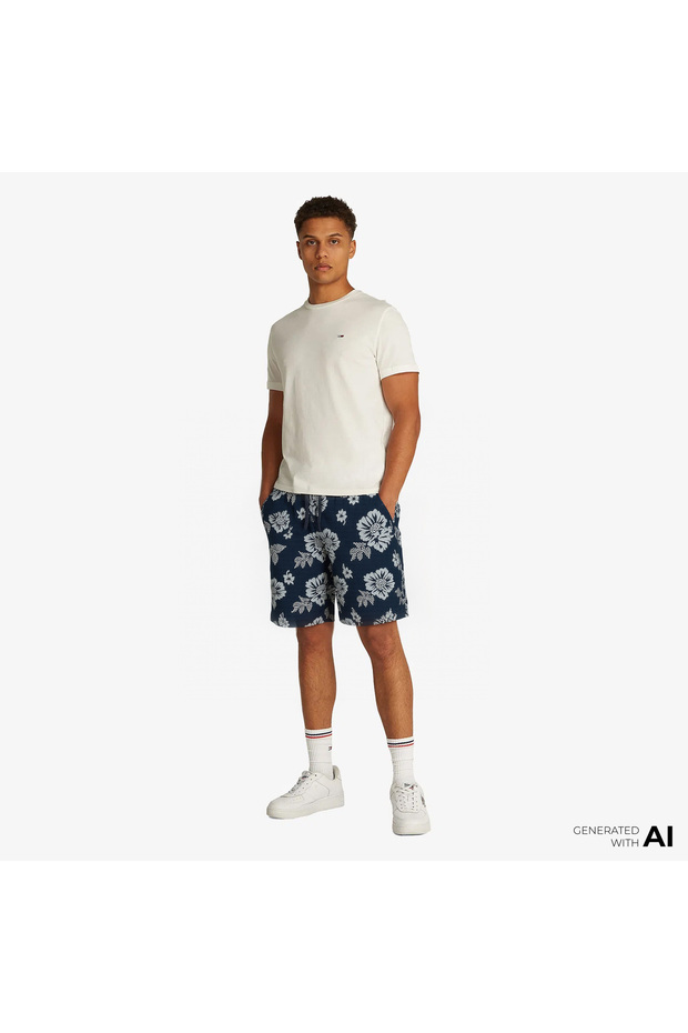 Tommy Jeans Aop Slub Erkek Lacivert Mayo - 1