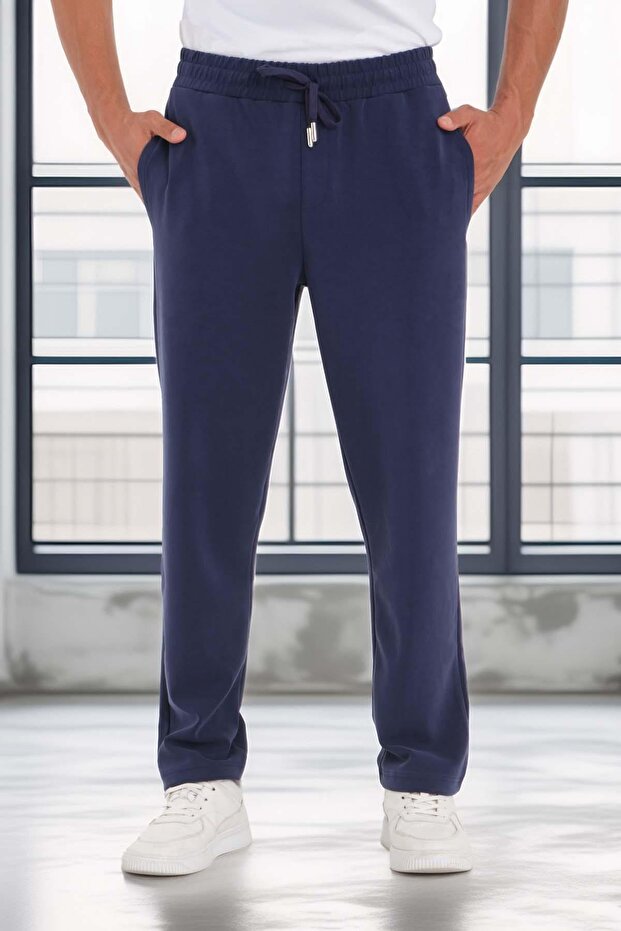 Scuba Modal Kumaş Relaxed Fit Erkek Eşofman Altı Pantolon - Lacivert - 2