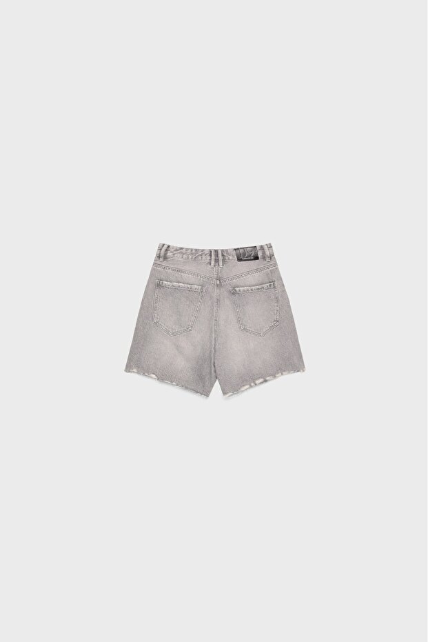 Uzun denim şort - 6
