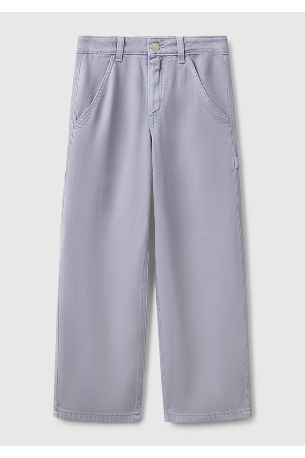 Girl's Lilac 100% Liyosel Logo Embroidered Side Ring Detailed Trousers