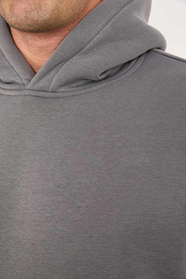 Kapüşonlu Basic Oversize Erkek Sweatshirt - 6