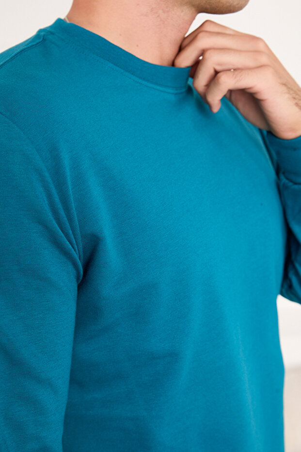 Erkek Basic Uzun Kollu Düz Sweatshirt - 8