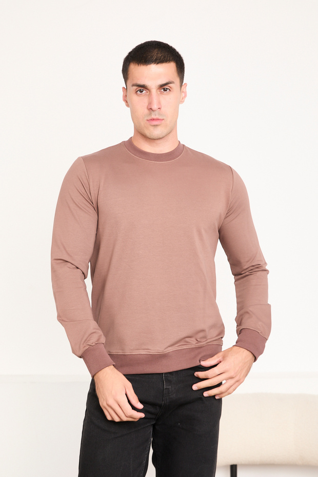Erkek Basic Uzun Kollu Düz Sweatshirt - 6