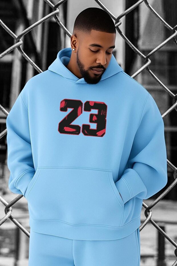 سويت شيرت مقاس كبير مطبوع عليه 23