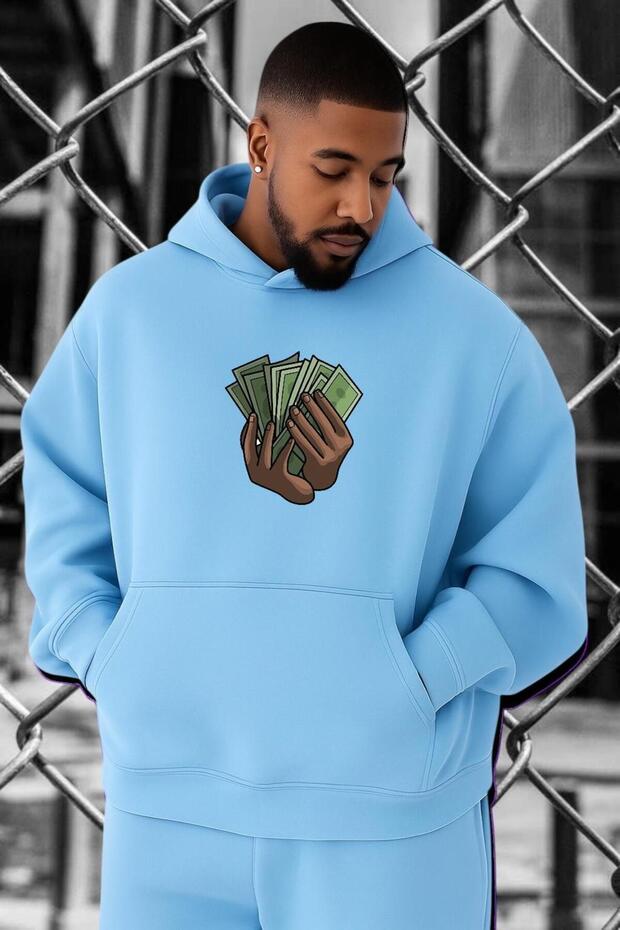 سويت شيرت مقاس كبير مطبوع عليه PARA MONEY