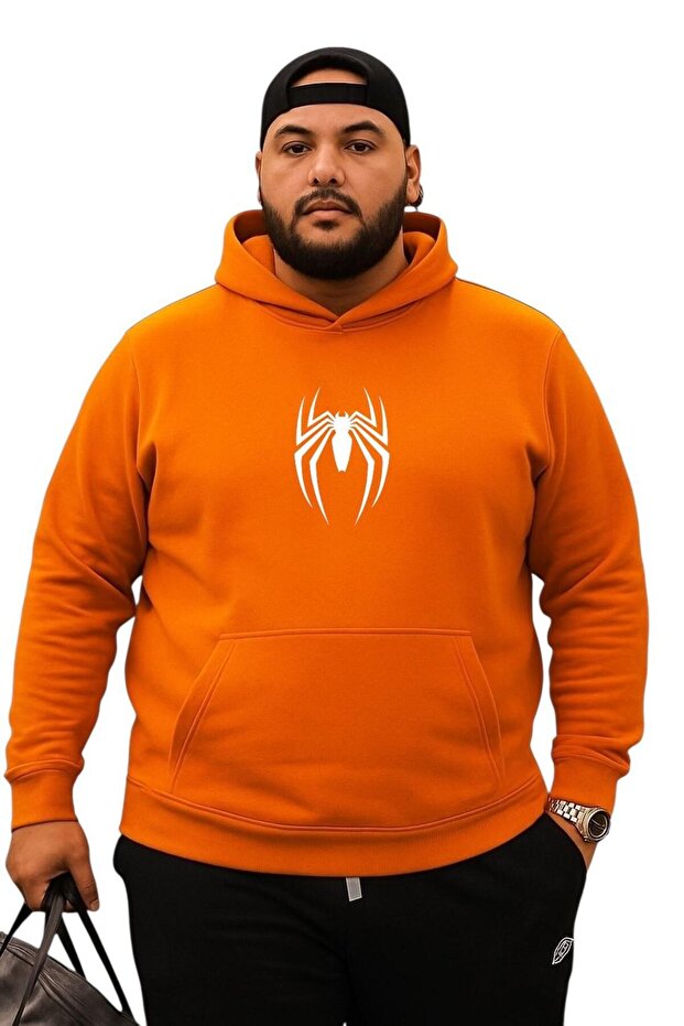 سويت شيرت مقاس كبير مطبوع عليه عنكبوت