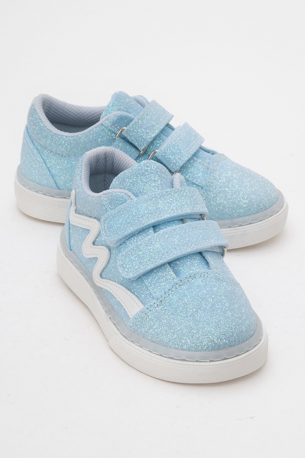 Kız Çocuk Mavi Simli Sneaker Ayakkabı - 1