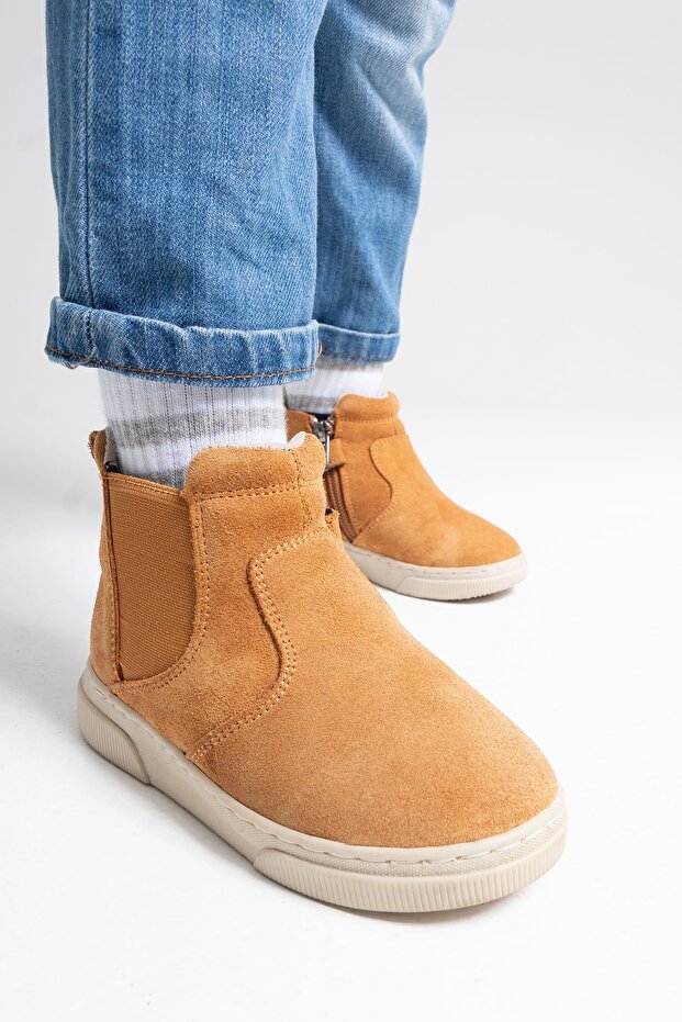 Erkek Çocuk Kum Hakiki Deri Anatomik Günlük Bot - 4