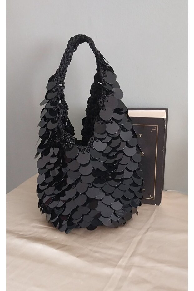 Pullu ışıltılı siyah çanta - 3