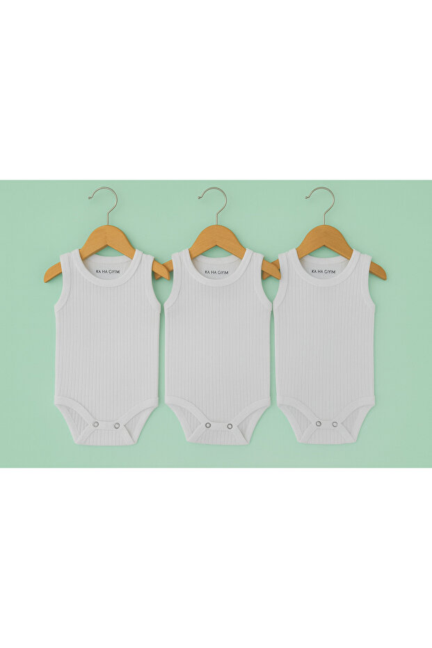 Set of 3 100% Cotton Snap Fastener Baby Bodysuit - Bodysuit / Athlete / Organic