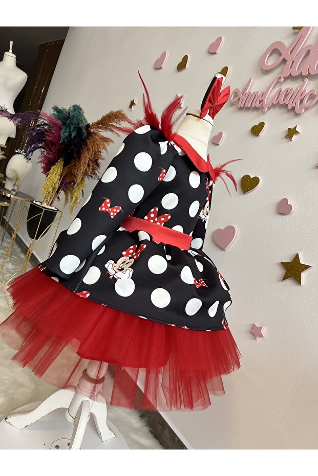 KIZ ÇOCUK MİCKEY MOUSE SİYAH ELBİSE, MİNNİE MOUSE KABARIK ELBİSE, MİCKEY MOUSE ELBİSE - 7