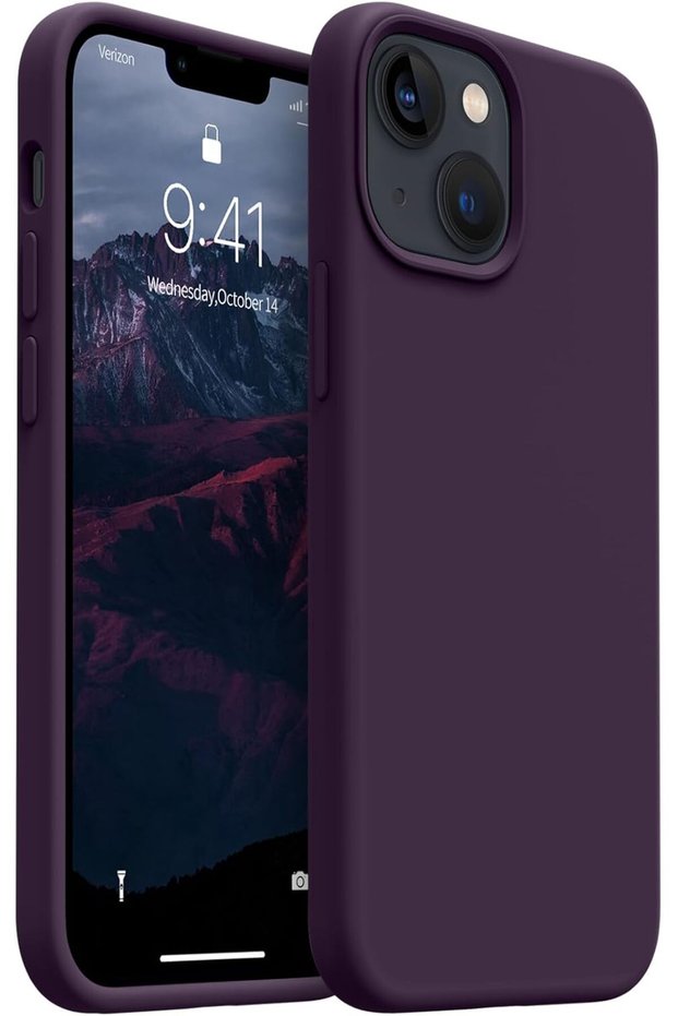 iPhone 15 Case Inside Velvet Camera Raised Soft Silicone Launch Cover Deep Purple