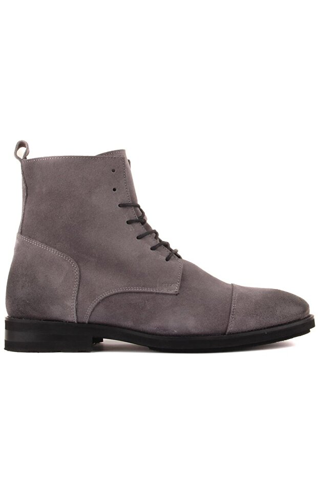 - Gray Suede, Lace-Up, Zippered Men's Boots 102-056-1155084