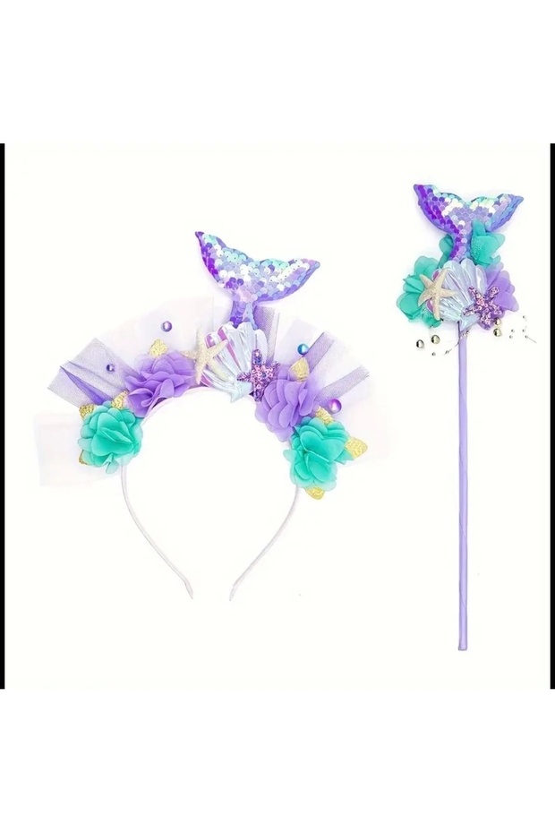 Seashell Themed Princess Crown and Wand Set