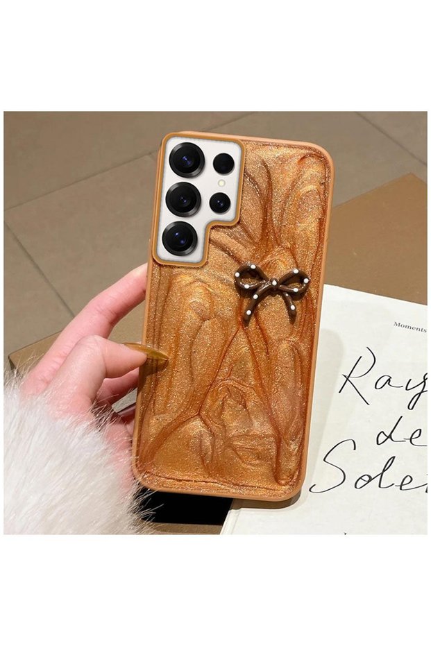 Samsung Galaxy S23 Ultra Compatible Case Fionka Silicone Case Brown