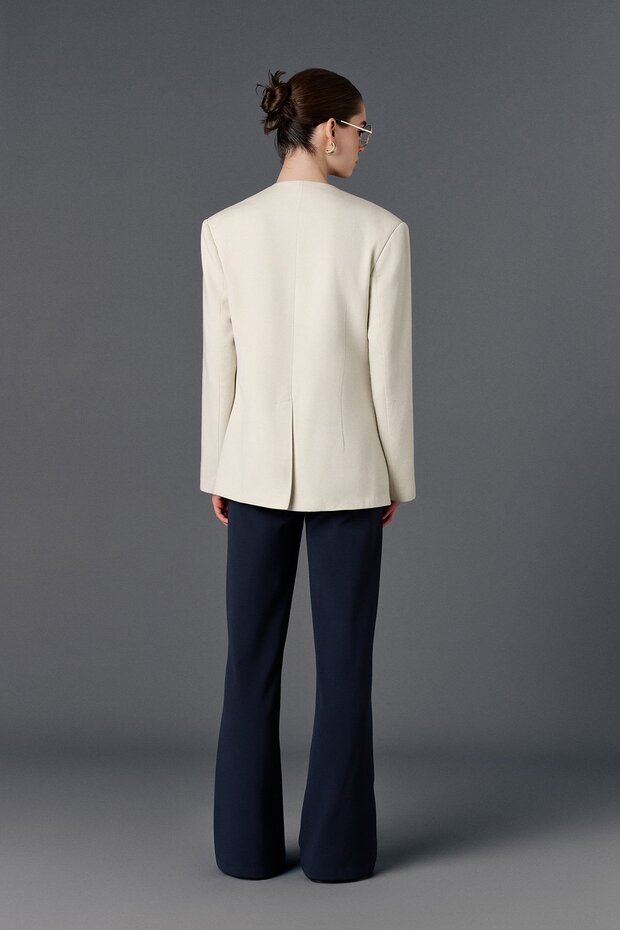 Single Button Double Breasted Fit Blazer Jacket - 5