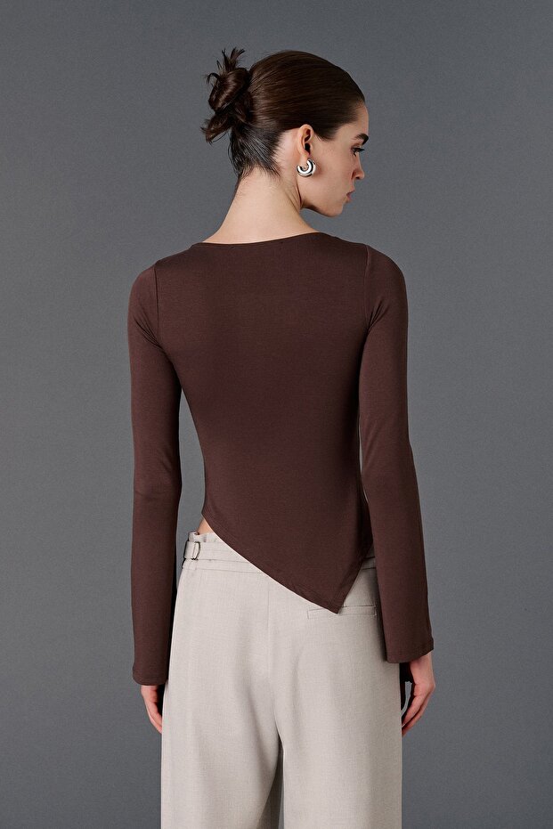 V-Neck Asymmetrical Blouse - 5