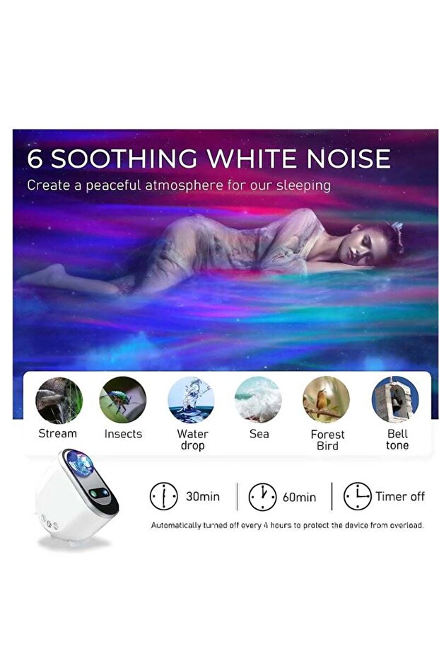 Starry sky projector with Bluetooth speaker, USB interface, Bluetooth timer function, home theater. - 6
