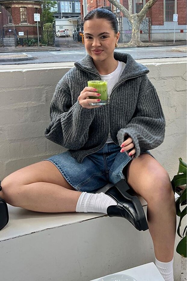 Çift Fermuarlı Basic Triko Hırka - 6