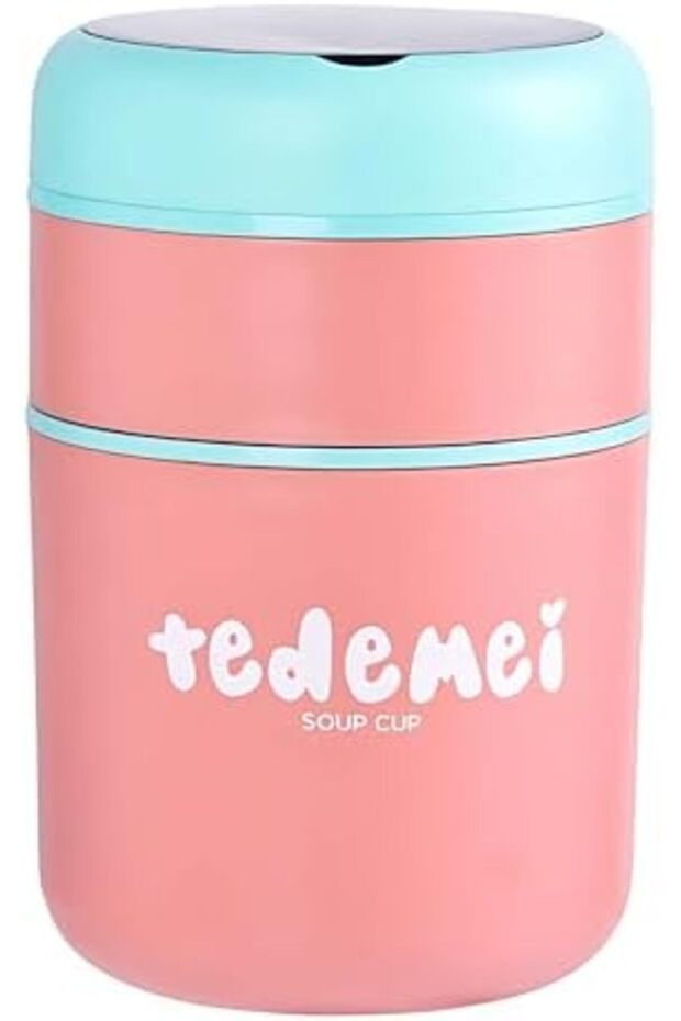 Double Soup Bowl Insulated Lunch Container Thermos Steel Food Jar with Spoon Stainless Steel