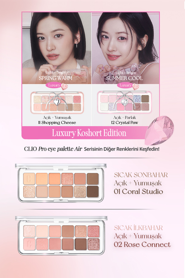 Clio Pro Eye Palette Air - 12 Crystal Paw Lightweight Texture Eye Shadow Palette with Intense Colors - 6