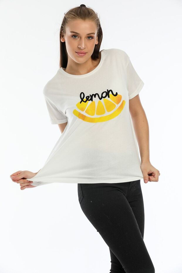 الليمون الأبيض المطبوع كم مزدوج أساسي - 3