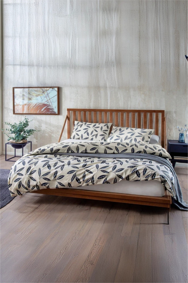 Caesar Natural 100% Cotton, Floral - Leaf Special Printed, Breathable Single Duvet Cover Set