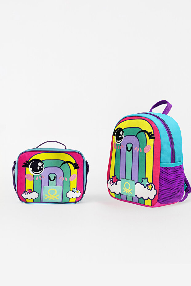 Rainbow Patterned Kindergarten Bag Set (Kindergarten Bag, Lunchbox)