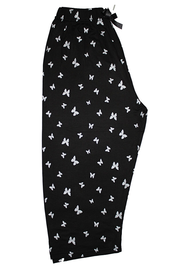 High Waist Quality Summer Capri Boy Plus Size Pajama Bottom Bermuda Floral - Butterfly Pattern