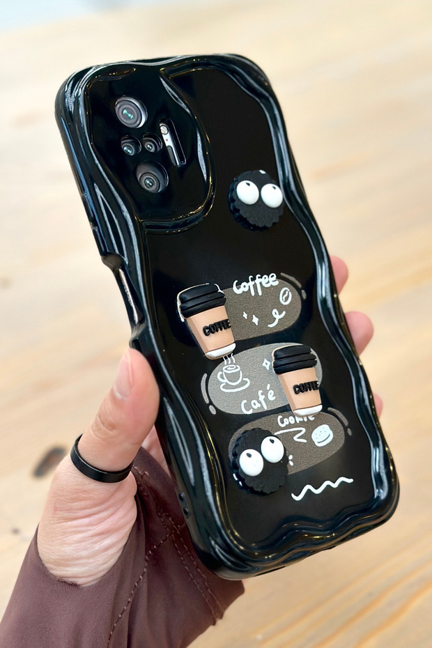 حافظة كوكي بتصميم لامع ثلاثي الأبعاد لهاتف Redmi Note 10 Pro بنمط بسكويت القهوة - 3