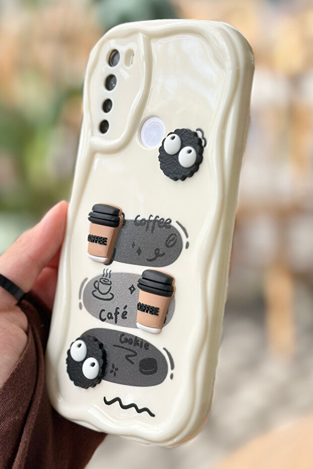 Redmi Note 8 Coffee Cookie Pattern 3D Cute Shiny Design Cookie Case - 4
