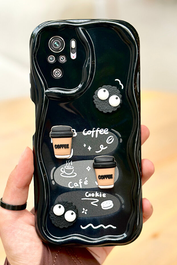 حافظة Redmi Note 10/10s بنمط بسكويت القهوة ثلاثية الأبعاد بتصميم لامع لطيف - 2