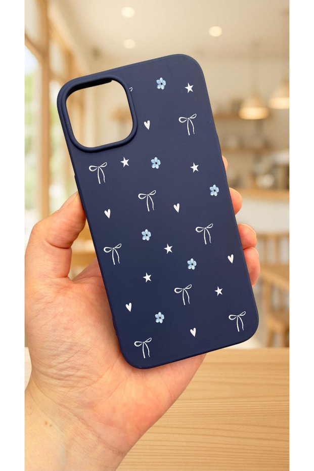 iPhone 13/14 Compatible Mini Bow Patterned Stylish Shock-Absorbing Silicone Rubber Case