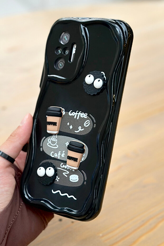 حافظة كوكي بتصميم لامع ثلاثي الأبعاد لهاتف Redmi Note 10 Pro بنمط بسكويت القهوة - 4