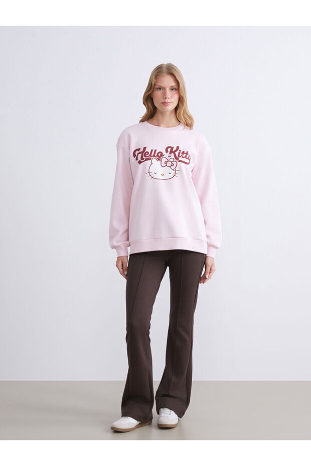 Hello Kitty Baskılı Oversize Kadın Kalın Sweatshirt - 3