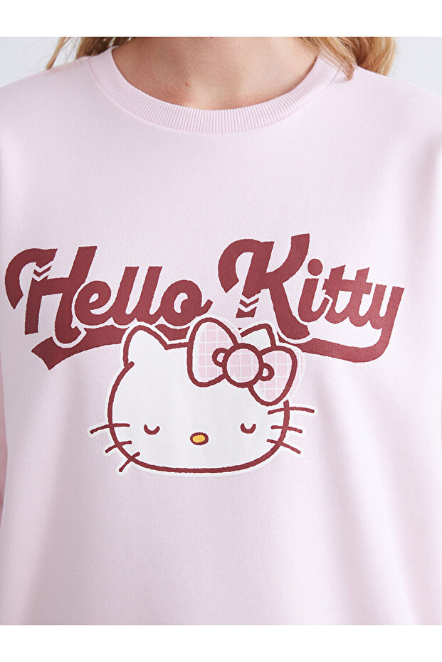 Hello Kitty Baskılı Oversize Kadın Kalın Sweatshirt - 4