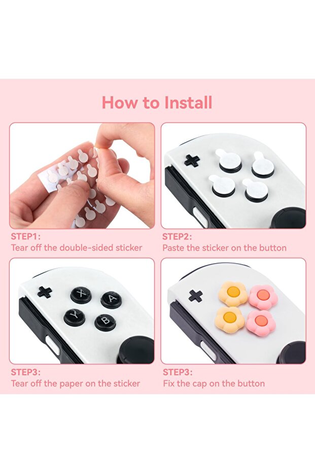 Cross D Pad Button Caps Thumb Grips Set Silicone Abxy Key Buttons Sticker Compatible Switch/Oled - 4