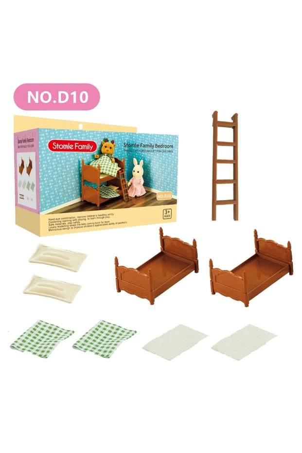 D10 1:12 Miniature Furniture Forest Family Kitchen Toy Dining Table Dollhouse Accessories Bathroom P