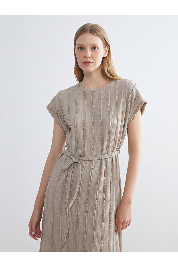 New Season Crew Neck Striped Dress