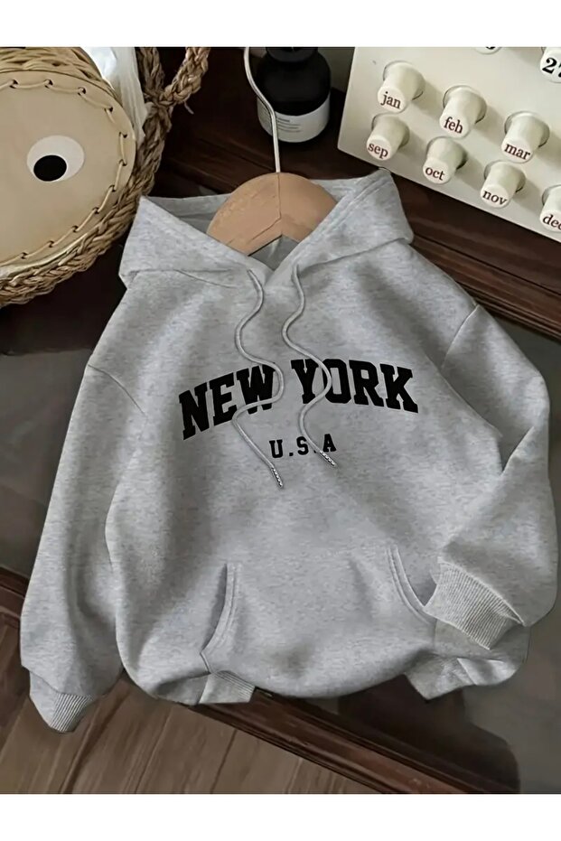 NEW YORK USA OVERSIZE UNISEX HOODED SWEATSHIRT