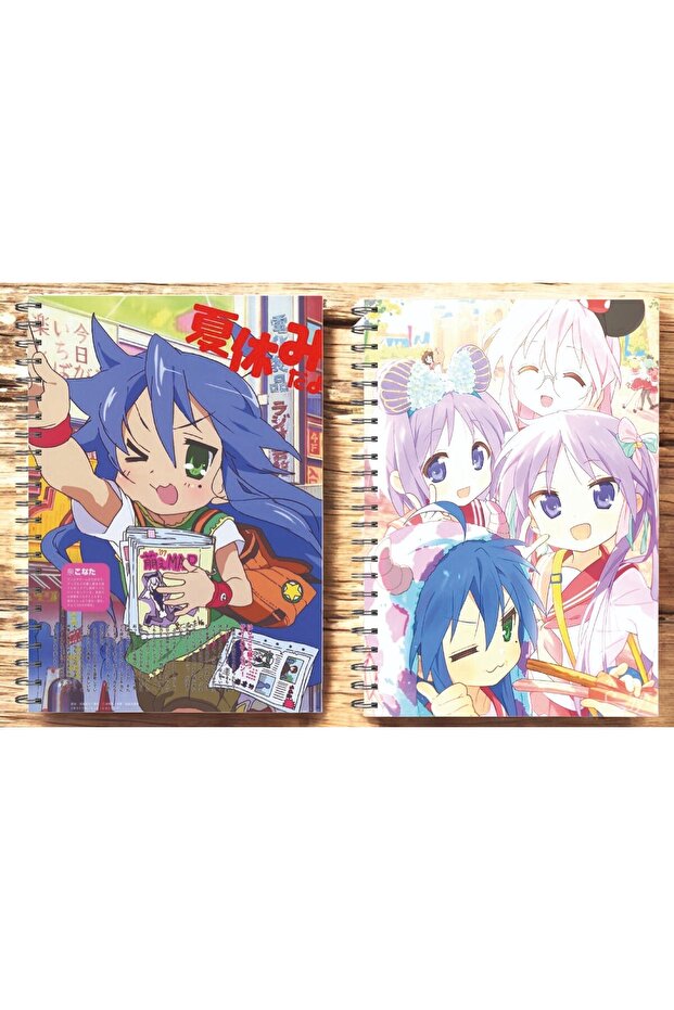 2 Pcs Lucky Star A5 Size Anime Spiral Notebook 50 Sheets