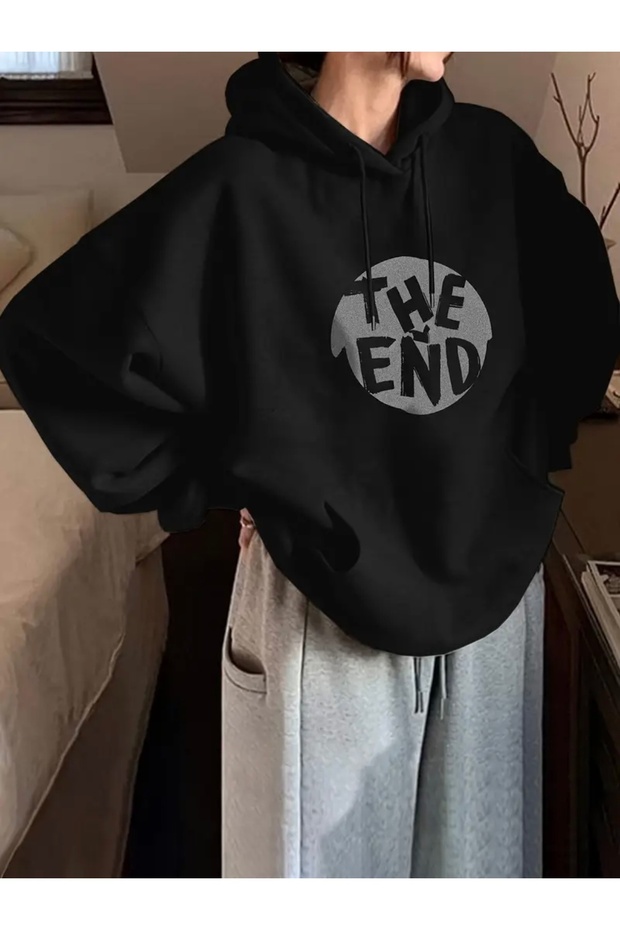 The End Printed Oversize Unisex Women/Men Hooded Sweatshirt
