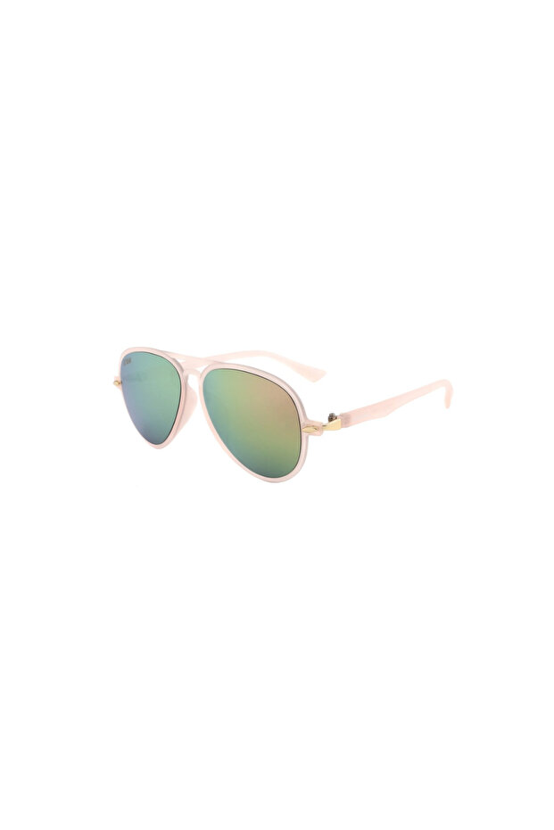 AK3‑1 White Aviator Sunglasses – Polarized UV400 Protection, Pink Mirror Lens, Ages 8–12