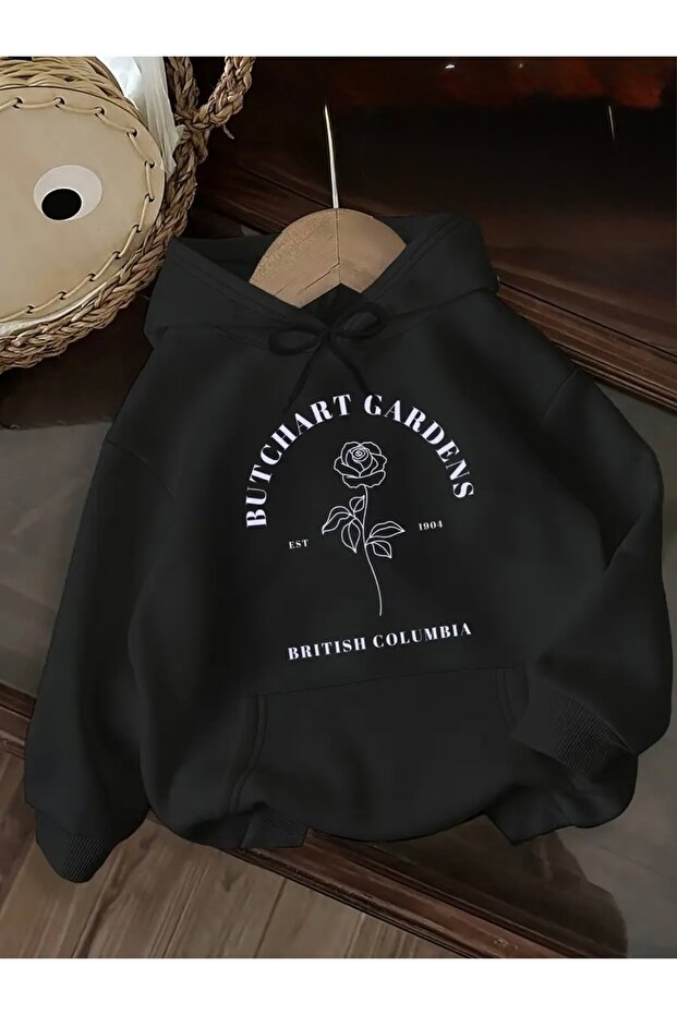 Rose Printed Oversize Unisex Women/Men Hooded Sweatshirt