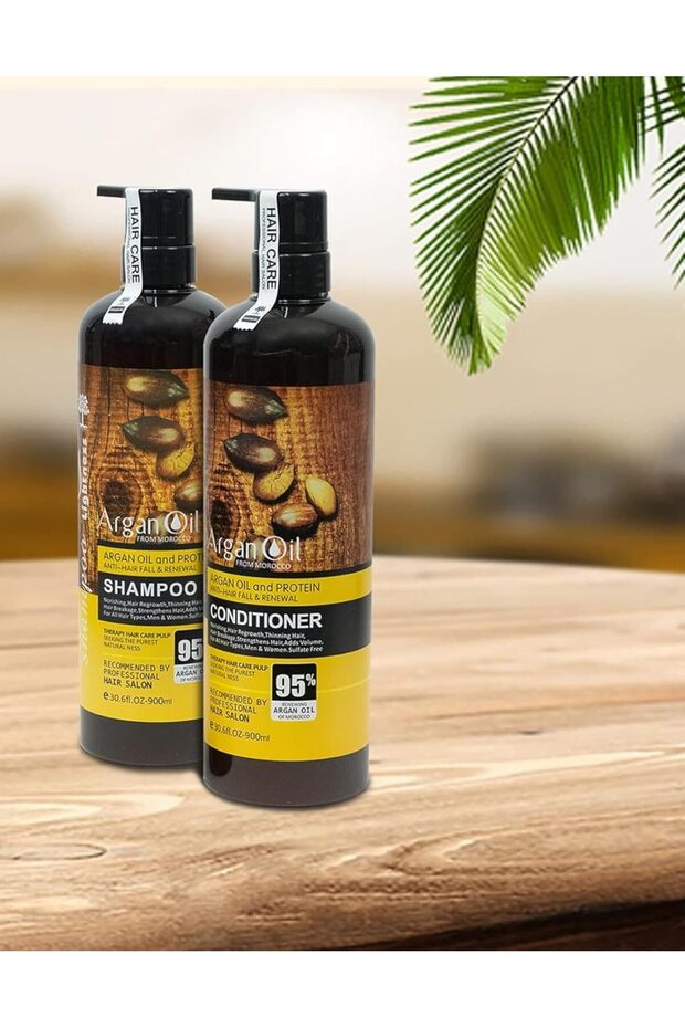 Moroccan Argan Oil Shampoo & Conditioner Set, 900ml Each, Sulfate-Free, Anti-Hair Fall