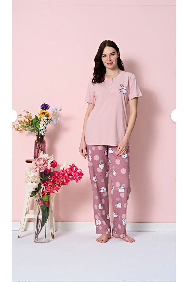 Anti-Wrinkle Fabric Short Sleeve Women's Pajama Set