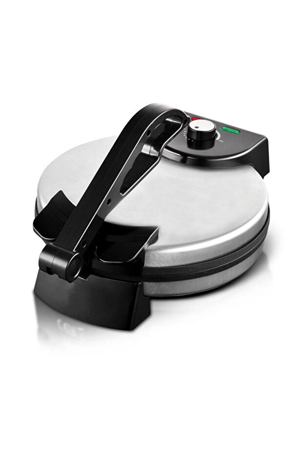 Electric Roti Maker, Non-Stick Flatbread Maker, Silver and Black, Temperature Control