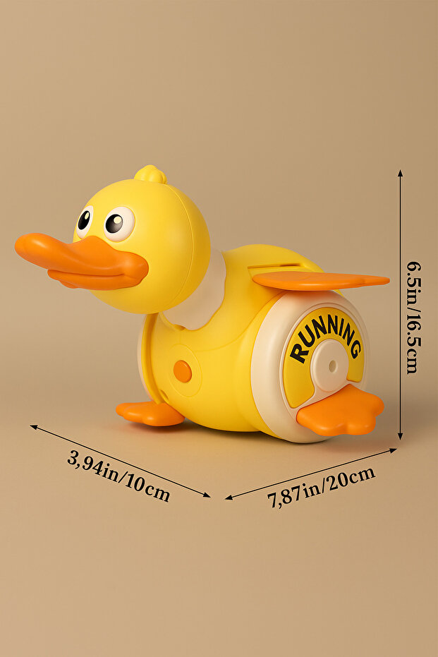 Sesli ve Işıklı Yürüyen Ördek Oyuncak – Kanat Çırpan, 360° Dönen, USB Şarjlı Foraging Duck - Sarı - 3