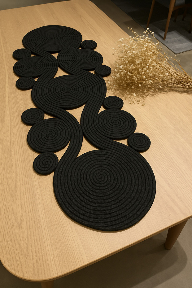 Ahenk Jute Wicker Look Runner 40x110، مفرش طاولة بتصميم خاص، Jute Ranır، الجوت